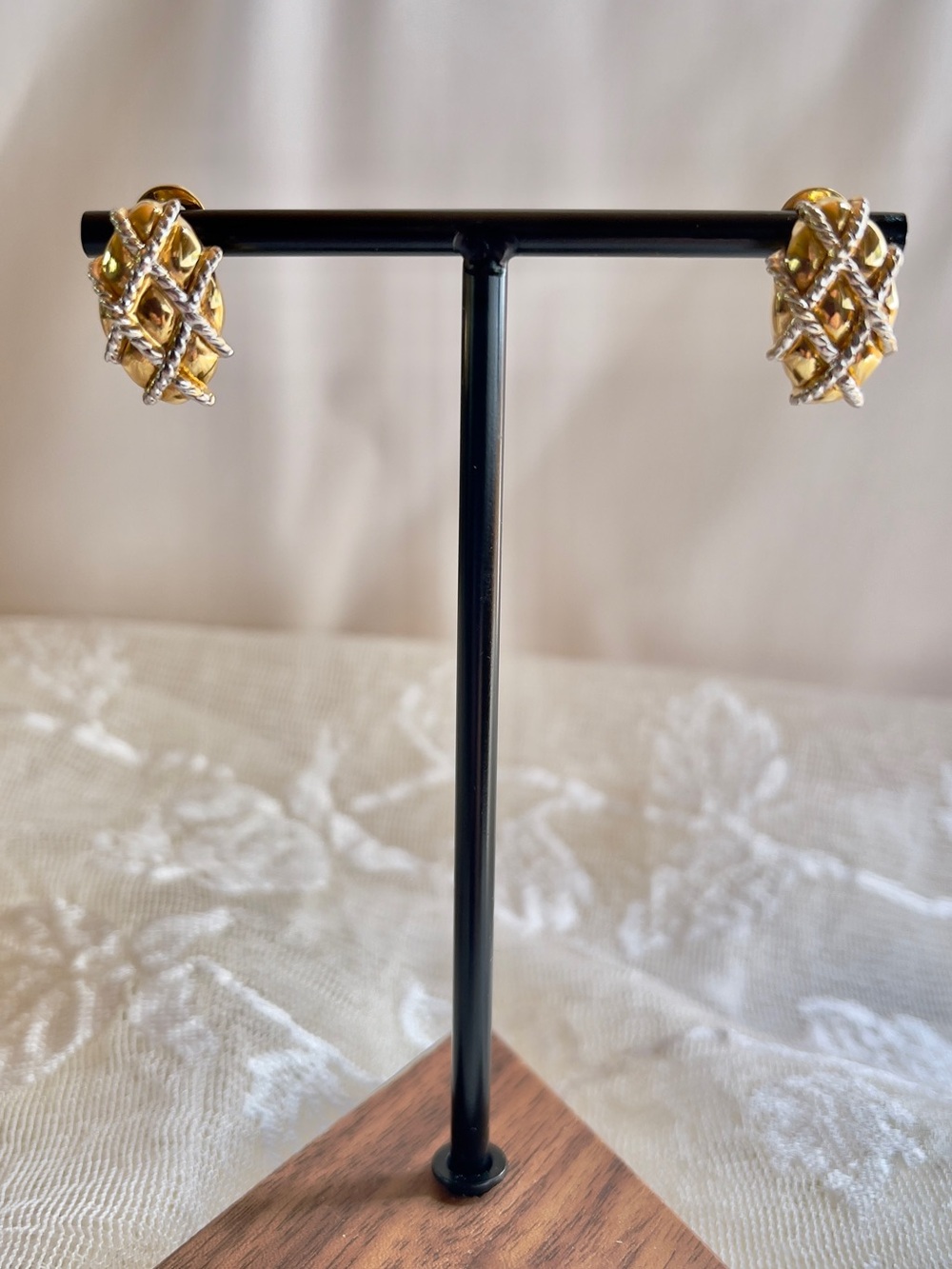 Nina Ricci Gold and Silver Braided Earrings